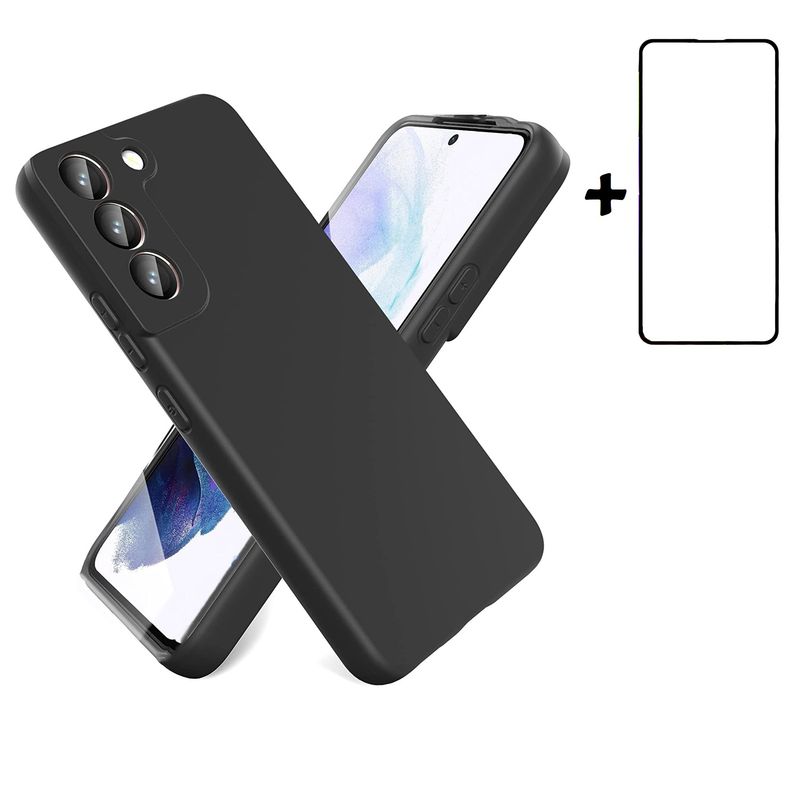 GENERICO - Carcasa Silicona Para Samsung S22 5G Negro con Lamina Completa