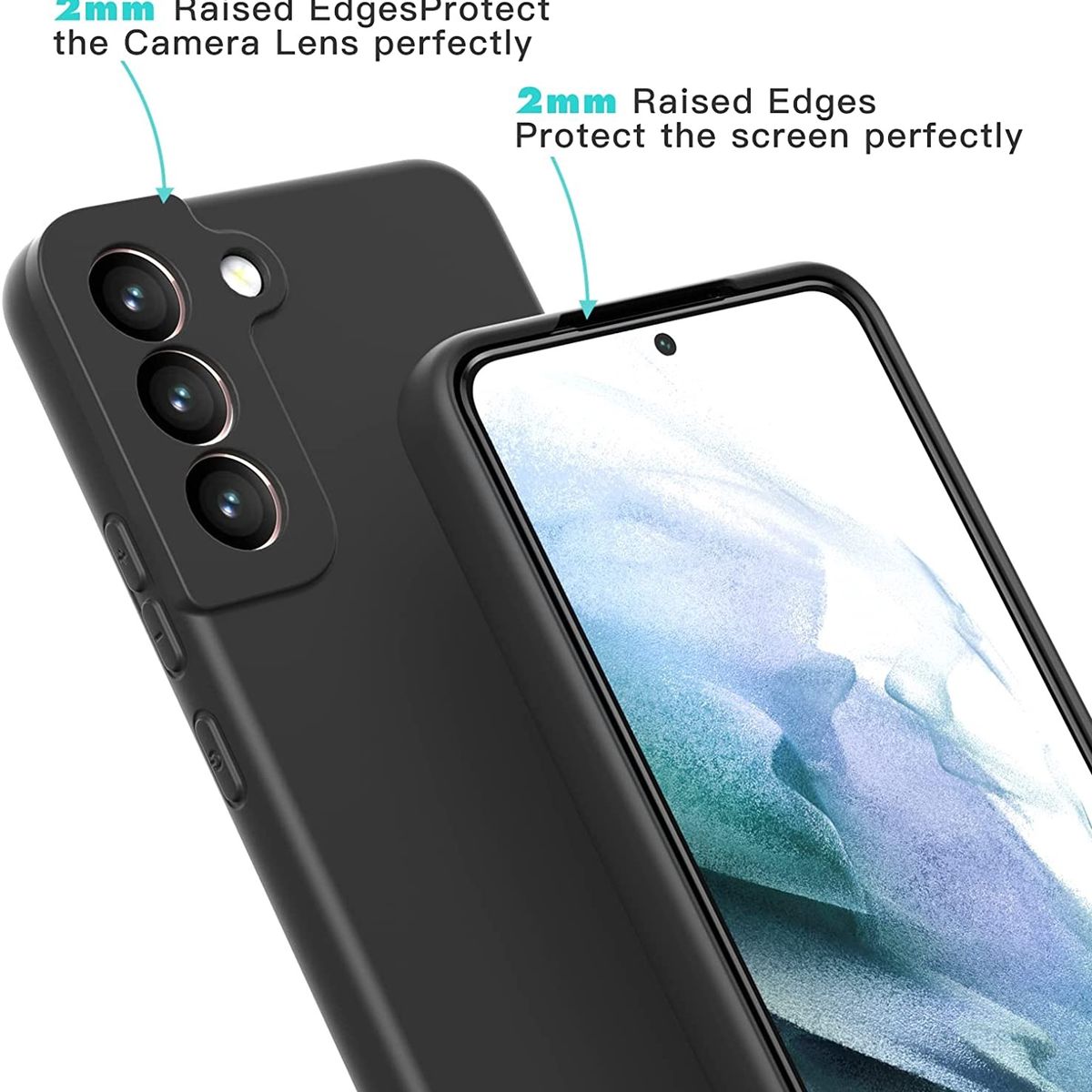 GENERICO - Carcasa Silicona Para Samsung S22 5G Negro con Lamina Completa