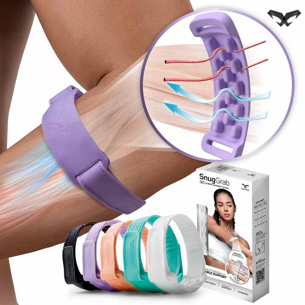 NAROO - SOPORTE DE CODO PARA TENDÓN NAROO SE1 PURPURA XXL