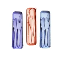 Set Cubiertos Servicios Biodegradable Reutilizable Trigo Color Beige