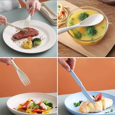 Imagen 2 del producto Set Cubiertos Servicios Biodegradable Reutilizable Trigo Color Beige