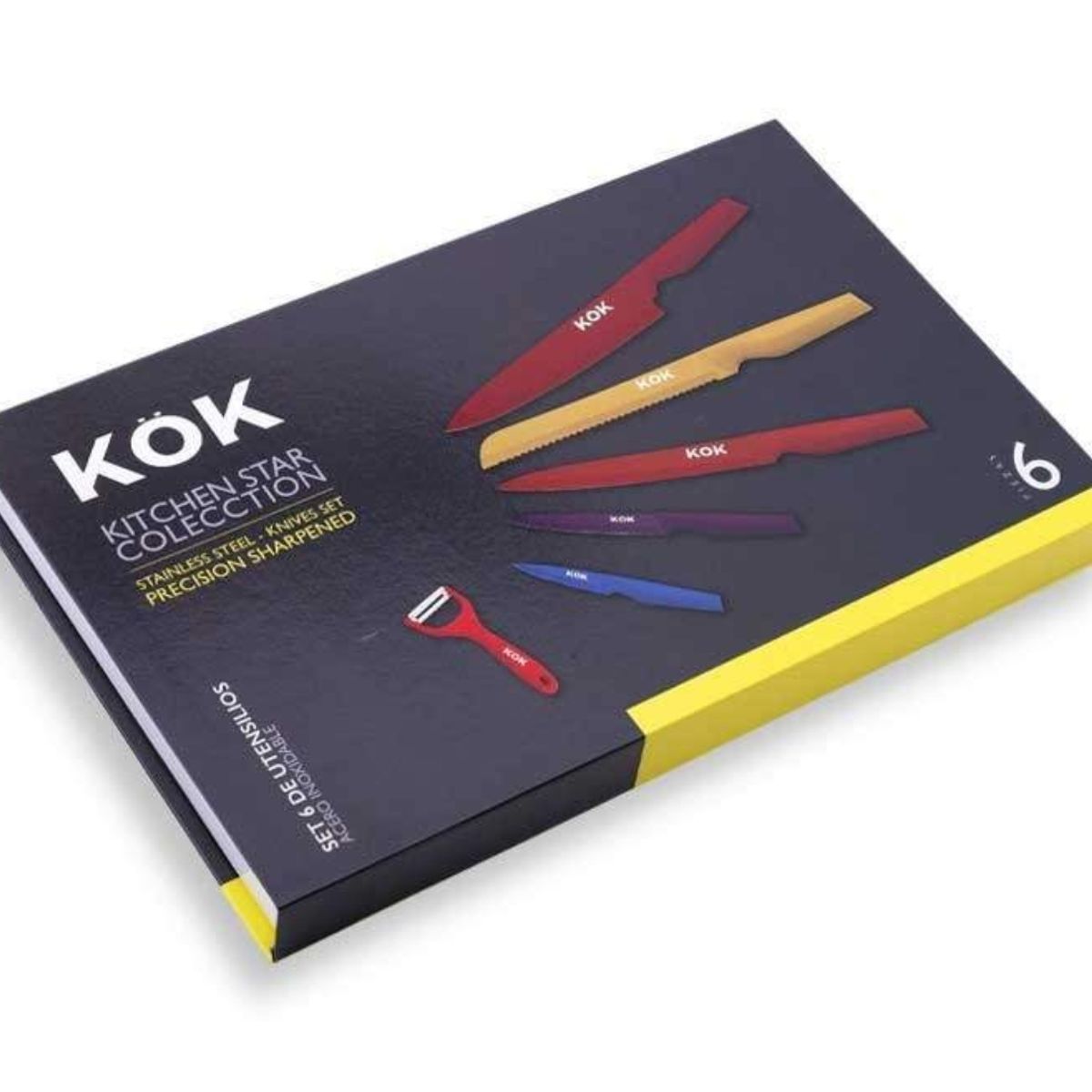 OEM - ESTUCHE DE 6 CUCHILLOS COCINEROS COLORES KOK