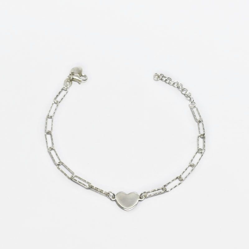 ROSETT - Pulsera limada con corazón Plata ley 925