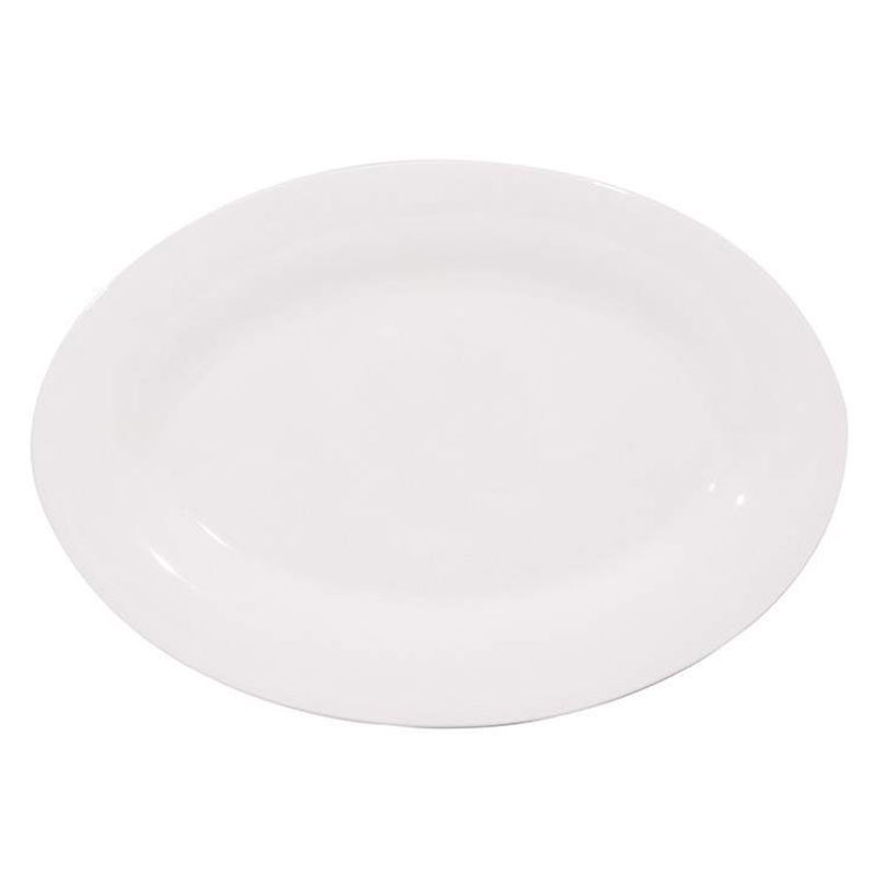 HALLEN - Fuente Ovalada 35,5 cm de Porcelana Blanca