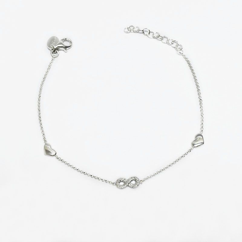 ROSETT - Pulsera limada con infinito y corazones Plata 925