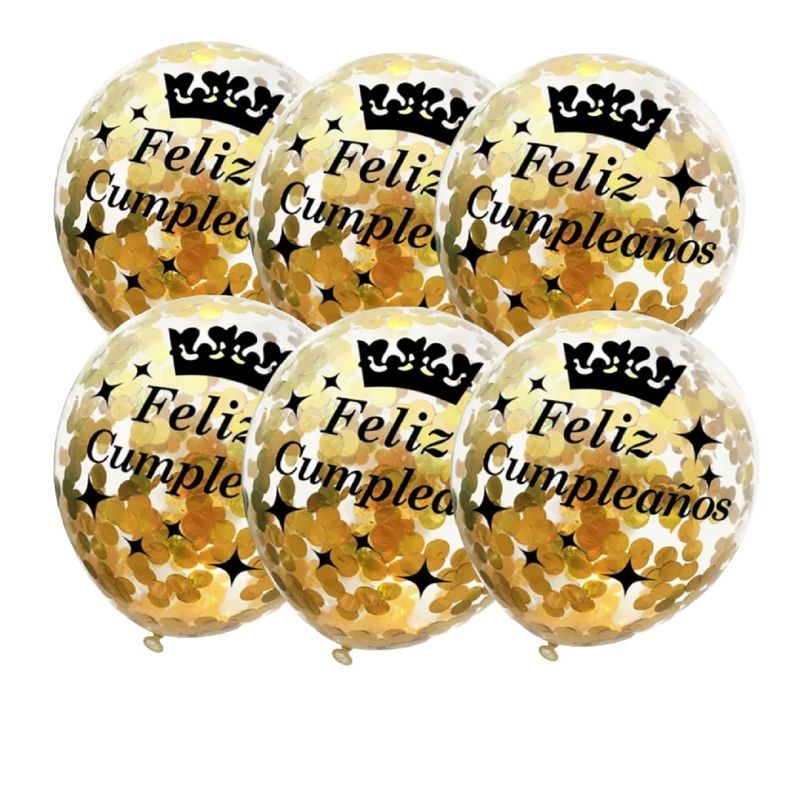 GENERICO - pack 6 globos látex globos confeti globos feliz cumpleaños