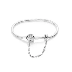 SILVER HEART - Pulsera Broche Corazón y Cadena en Plata Fina 925