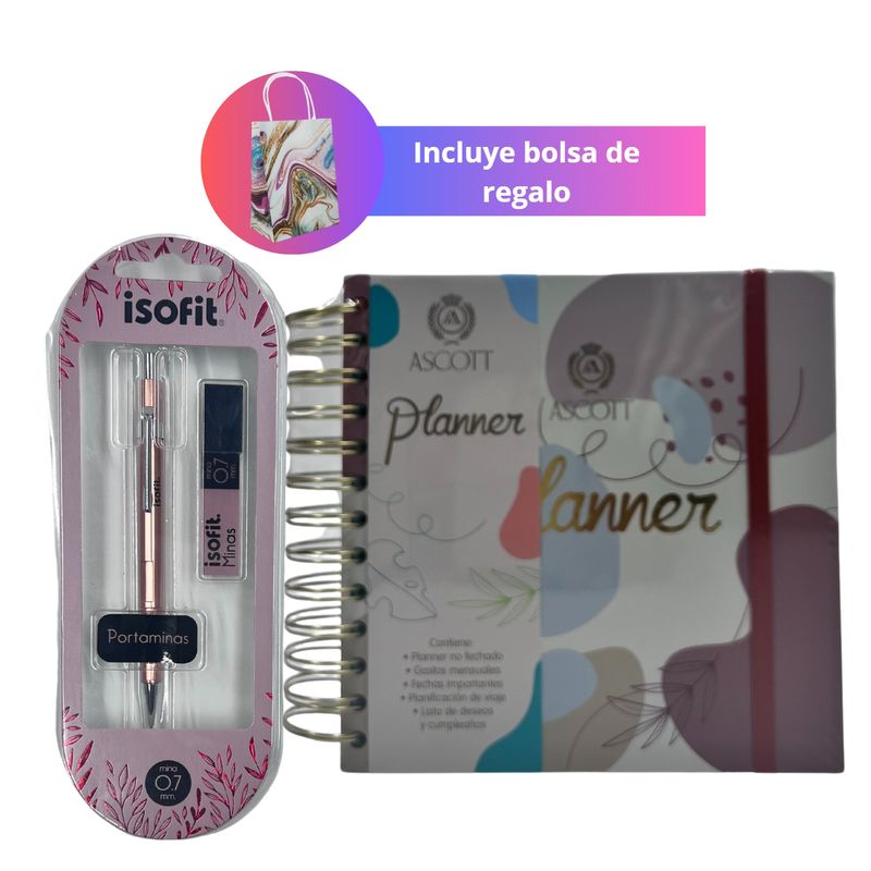 ASCOTT - Pack Agenda Planner Ascott  Portamina  Bolso De Regalo