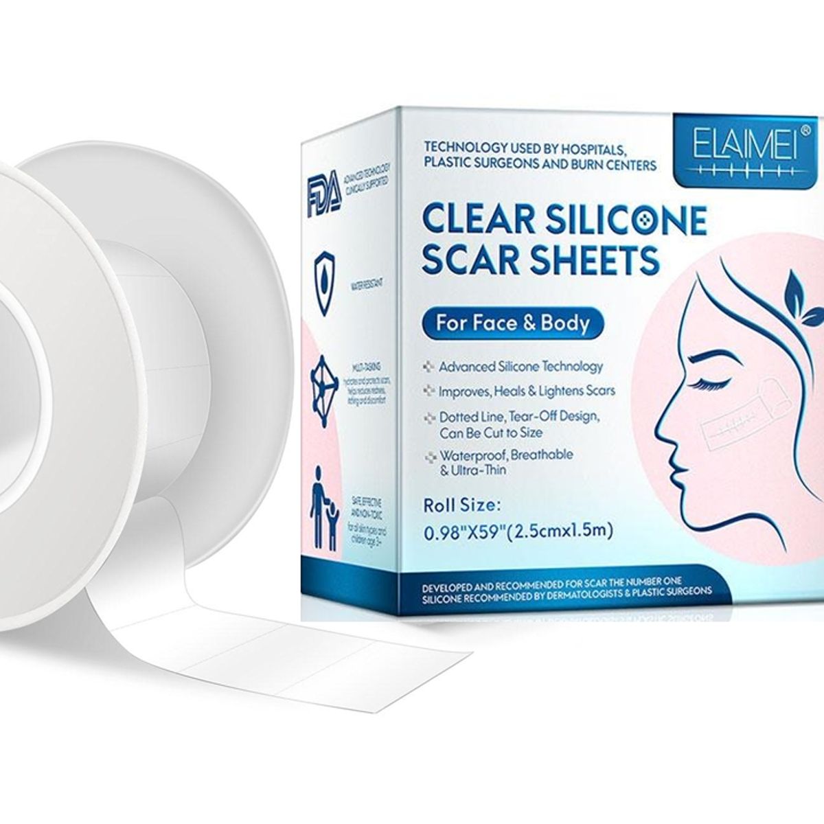 GENERICO - Parche de Silicona para Cicatrices en Rostro & Cuerpo 2,5cm * 1.5 metrs.…