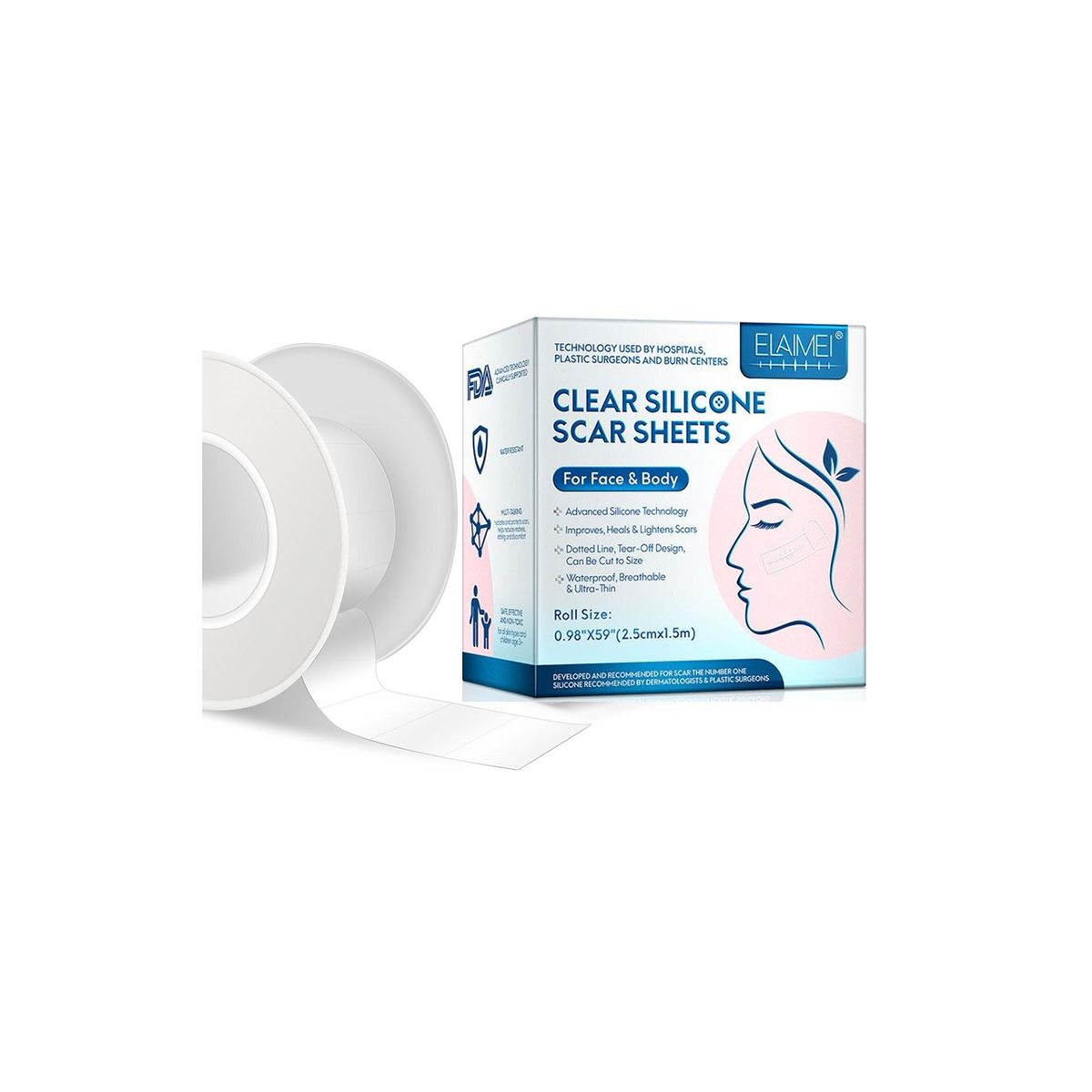 GENERICO - Parche de Silicona para Cicatrices en Rostro & Cuerpo 2,5cm * 1.5 metrs.…