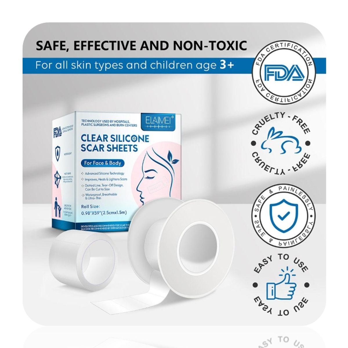 GENERICO - Parche de Silicona para Cicatrices en Rostro & Cuerpo 2,5cm * 1.5 metrs.…