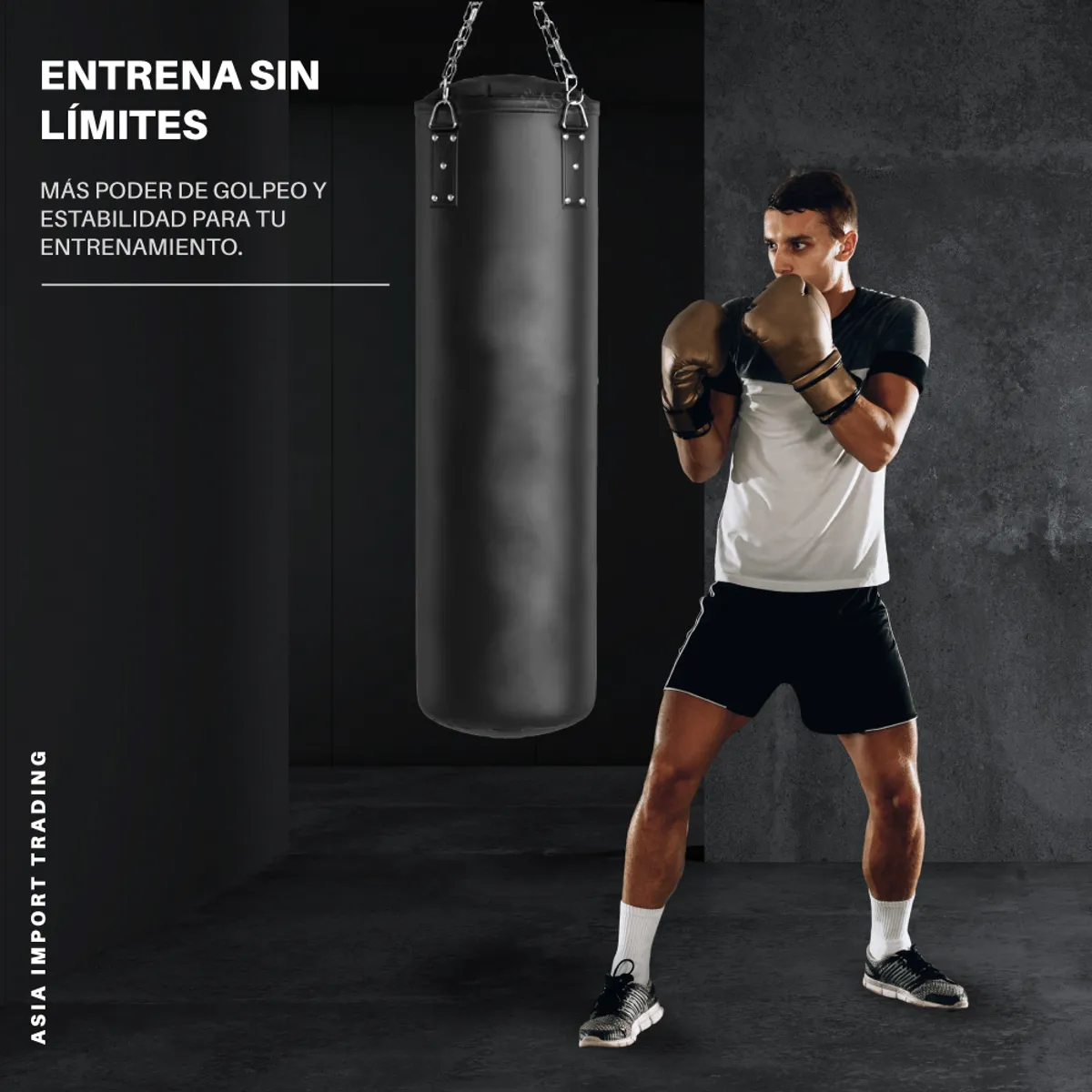 PWRFITNESS - Saco de Box colgante Negro 120 cm