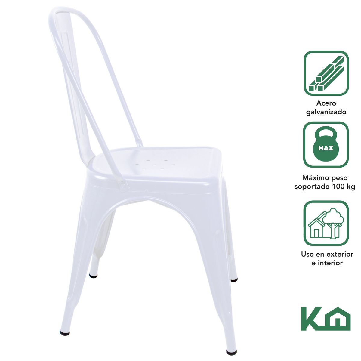 Sillas Tolix Metal Blanca Living Comedor, marca LUMAX - Foto 2