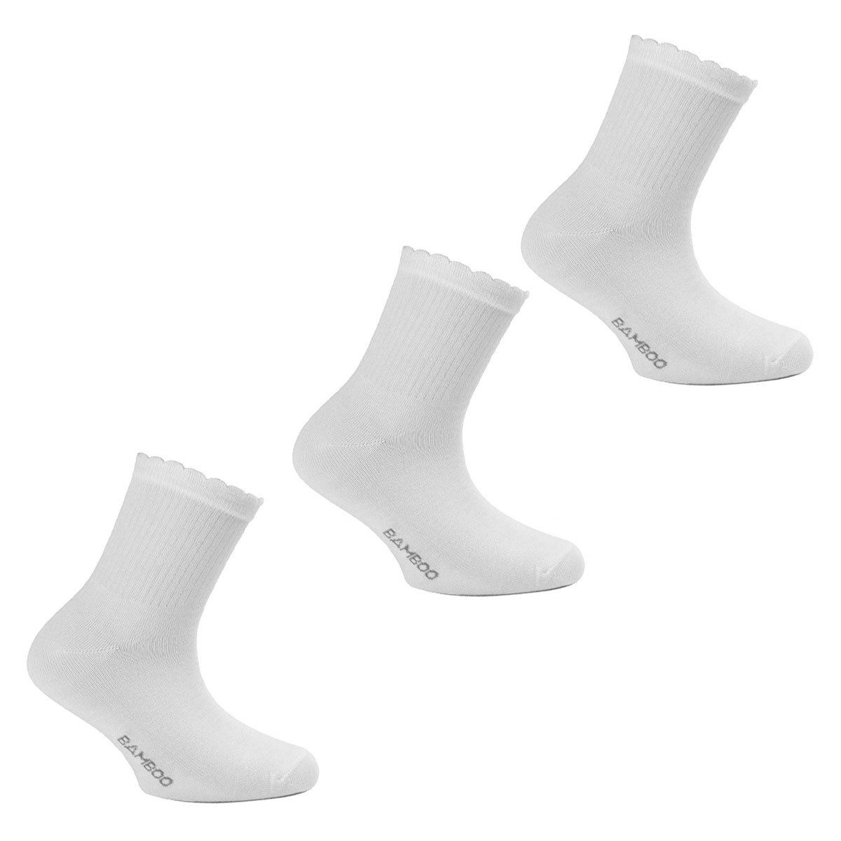 MONARCH - 3 Pares Calcetin Bamboo 3/4 Liso Blanco Monarch