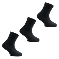 MONARCH - 3 Pares Calcetin Bamboo 3/4 Liso Negro