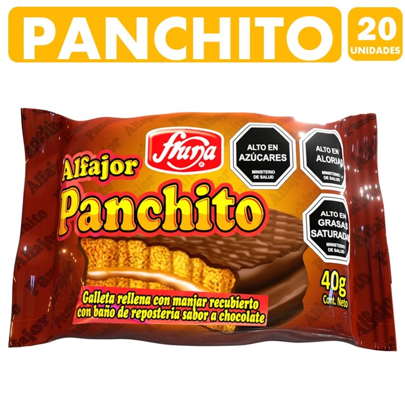 GENERICO - Alfajor Panchito Relleno De Manjar - Frunacaja Con 20uni