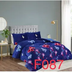 GENERICO - Cubrecama de Invierno Plush con Chiporro 2 Plaza Azul con Mariposas