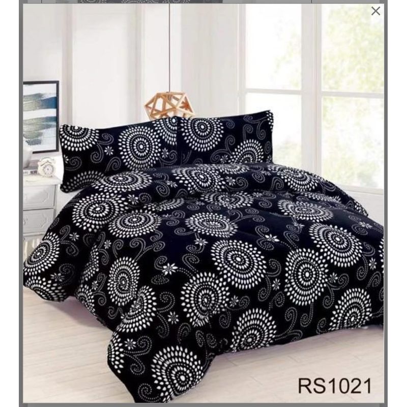 GENERICO - Cubrecama de Invierno Plush con Chiporro 2 P Negro con Circulos