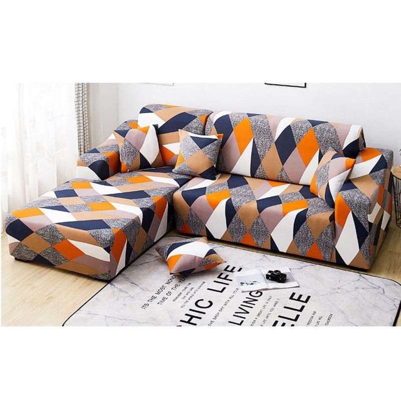 GENERICO - FUNDA ELASTIZADA PARA SILLON TIPO L multicolor  ESTAMPADO 2 PIEZa