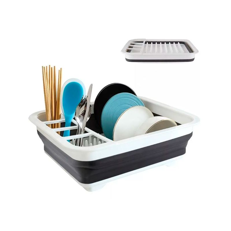 GENERICO - Estante Escurridor Seca Platos Organizador Plegable Gris