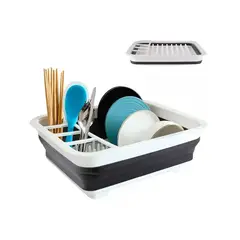 GENERICO - Estante Escurridor Seca Platos Organizador Plegable Gris