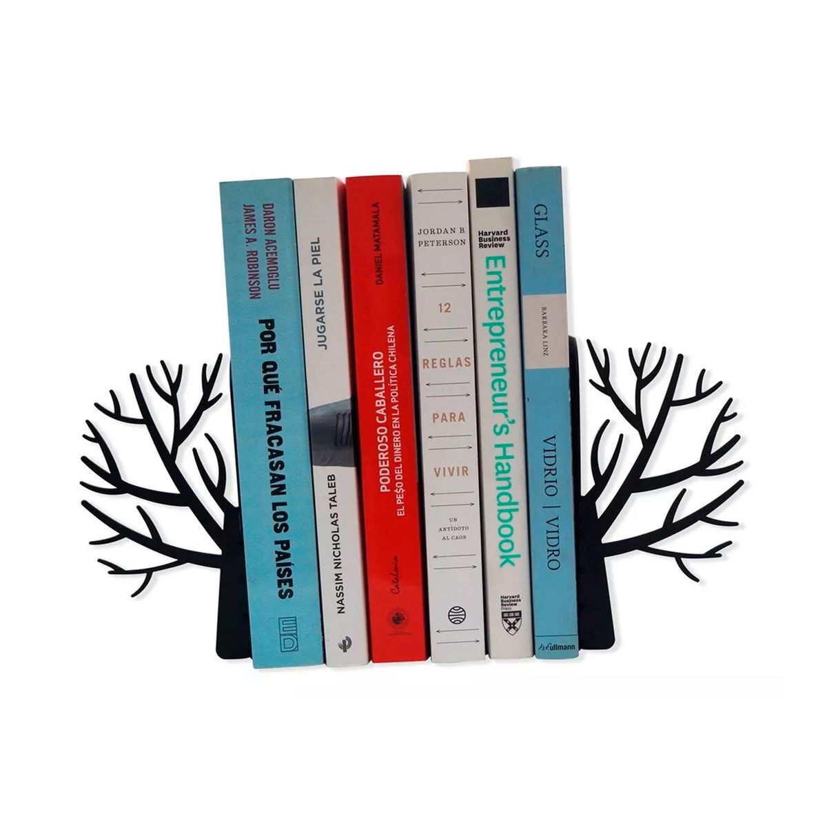GENERICO - Organizador Metalico Sujeta Libros Árbol Negro