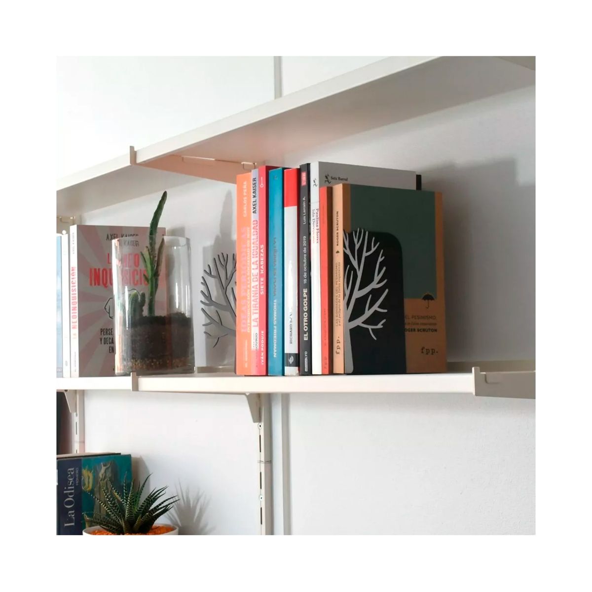 GENERICO - Organizador Metalico Sujeta Libros Árbol Negro