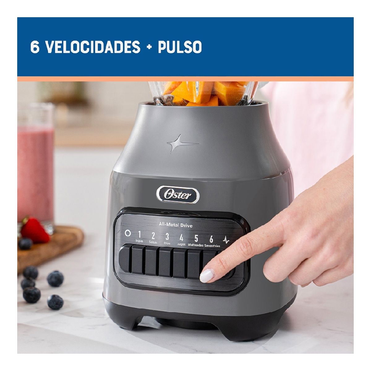 OSTER - Licuadora Oster® Vaso de Vidrio 6 Velocidades + Pulso Blstpeggpb
