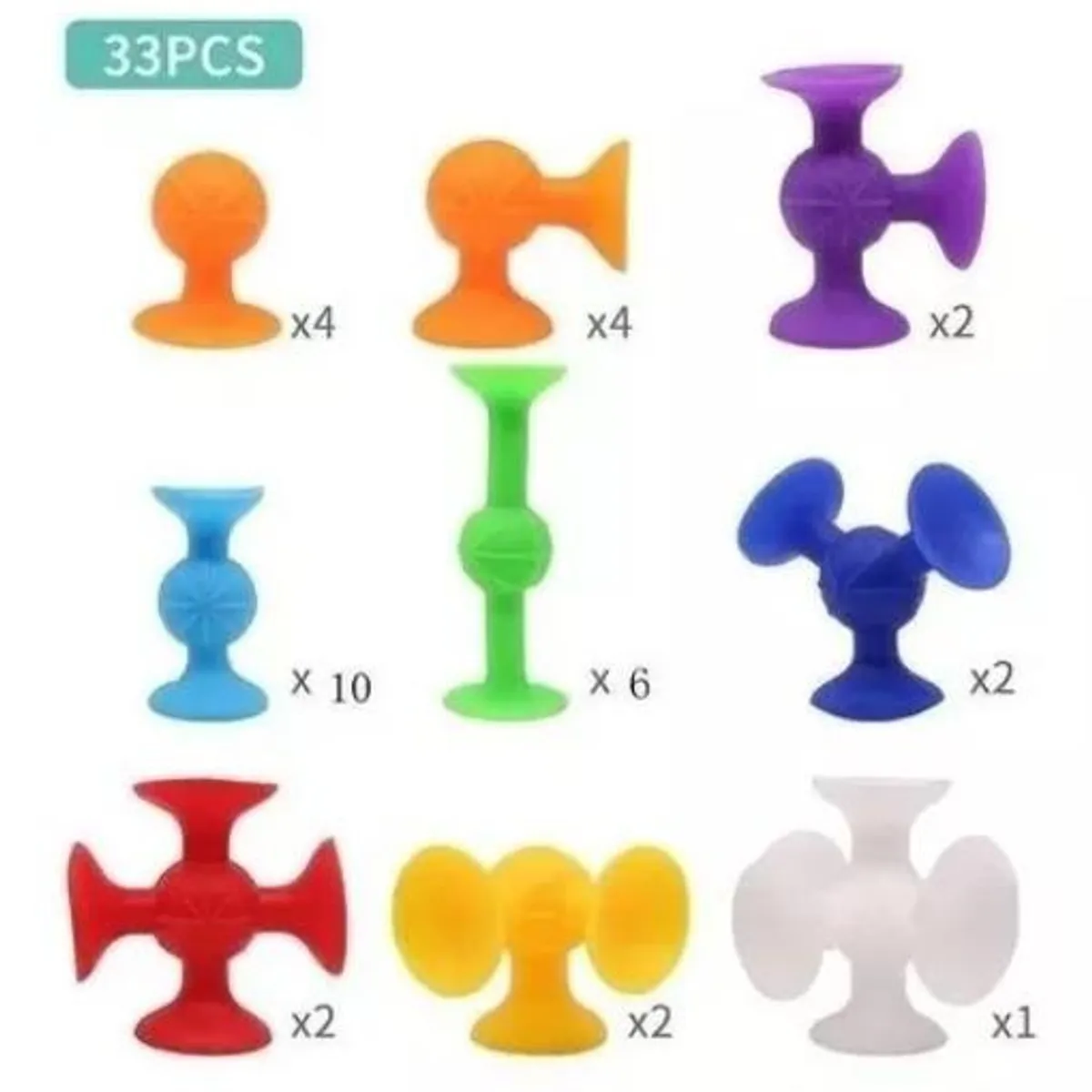 KUANGYE - Juguete De Succión De Bloques De Silicona Para Niños 33 Pcs