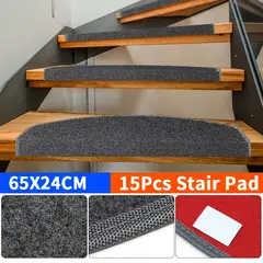 PUREPOWER - Alfombra Escalera Juego De 15 Alfombrillas Antidesliz-Gris oscuro