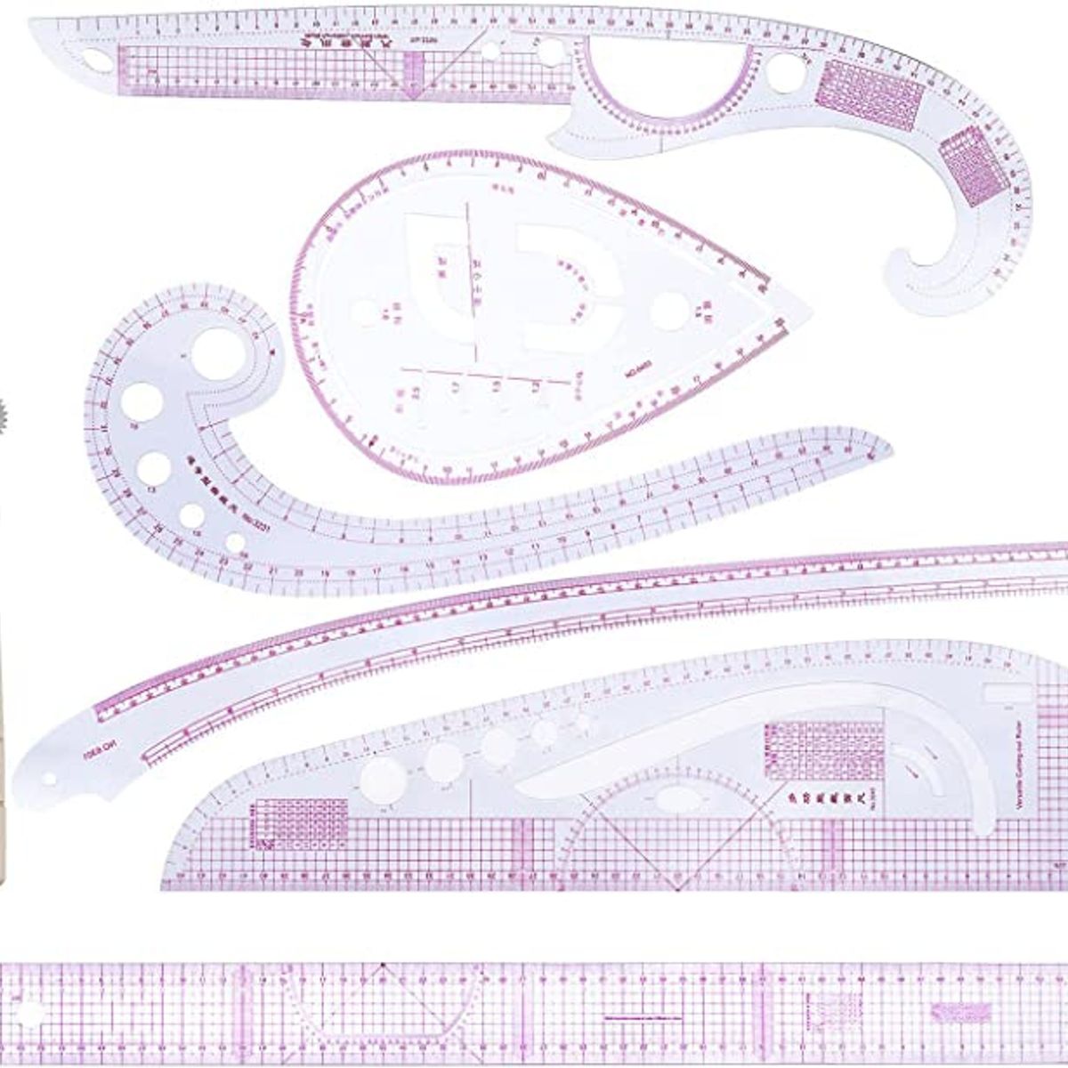 KUANGYE - Reglas Costura Regla Métrica Forma De Ropa Regla Curv 7 Piezas
