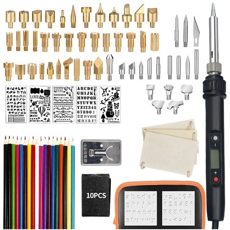 PUREPOWER - 94 Piezas Kit Pluma de pirograbado Estampado madera Tallado Soldadura-