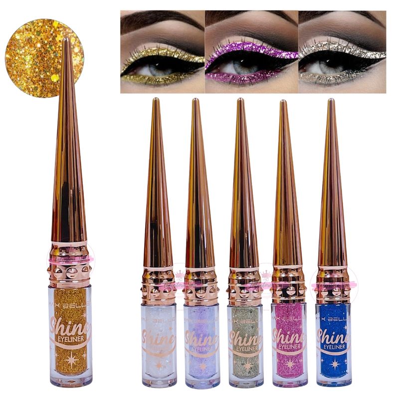GENERICO - Delineador Ojos Glitter Líquido Brillo Pack 6