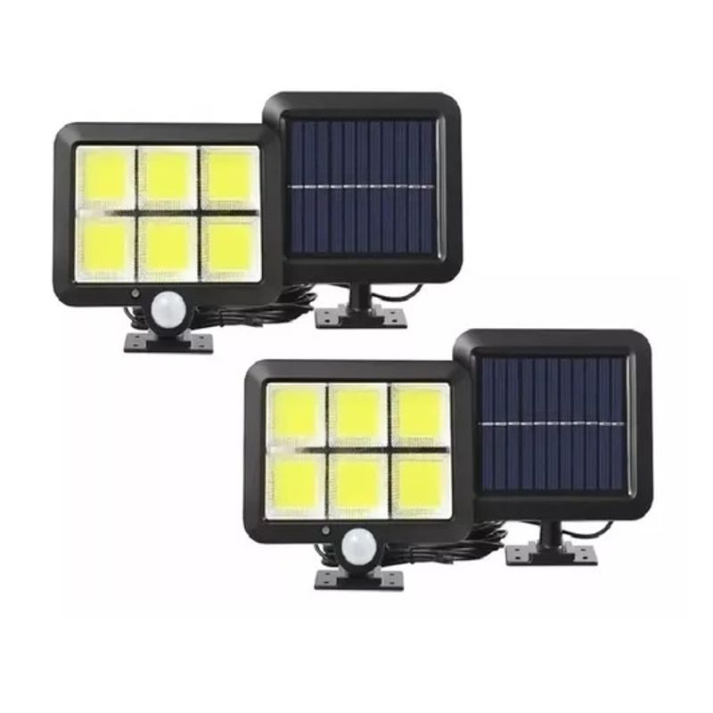 GENERICO - X2 Foco Luz Con Panel Solar Sensor De Movimiento Exterior