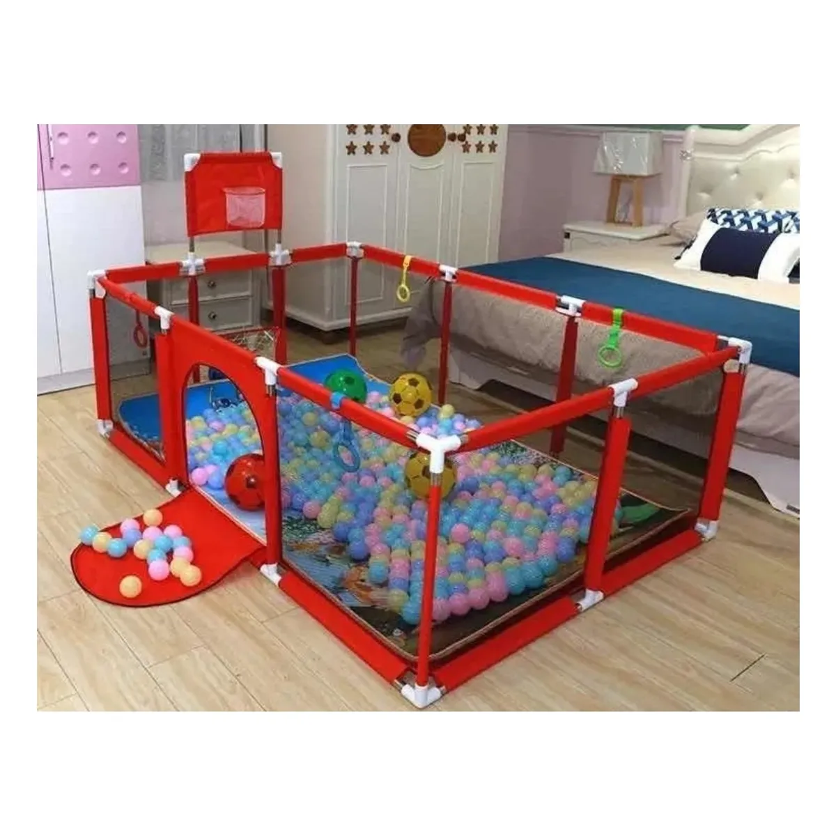 GENERICO - Corral de Seguridad Para Bebes Rectangular Rojo 180X122