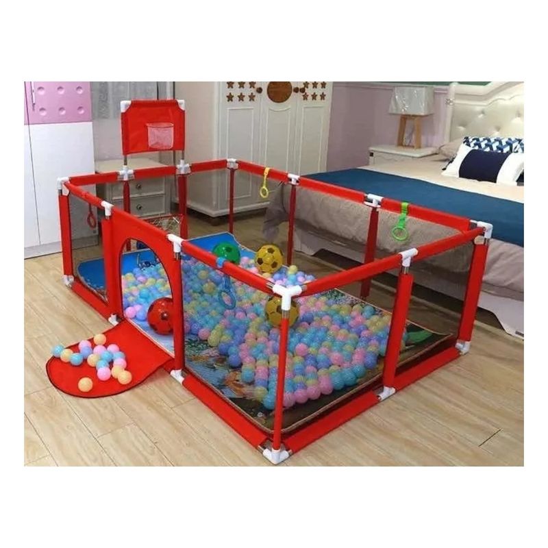 GENERICO - Corral de Seguridad Para Bebes Rectangular Rojo 180X122