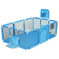 GENERICO - Corral de Seguridad Para Bebes Rectangular Celeste 180X122