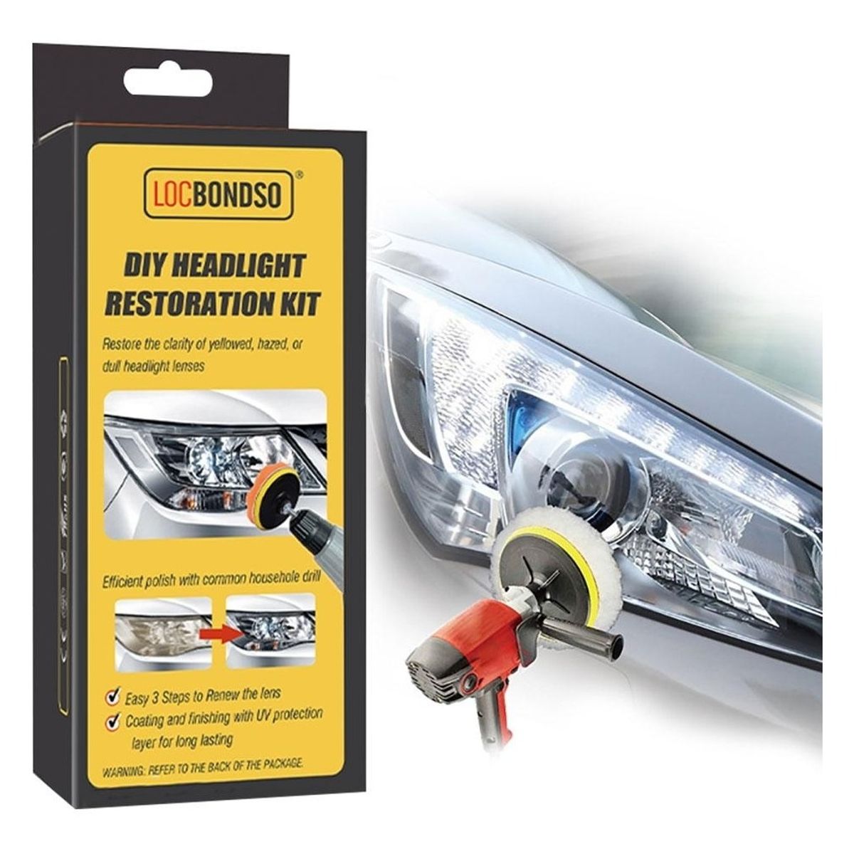 GENERICO - Kit Repara Foco Para Pulir Limpiar Foco Auto Pulitura BROCA