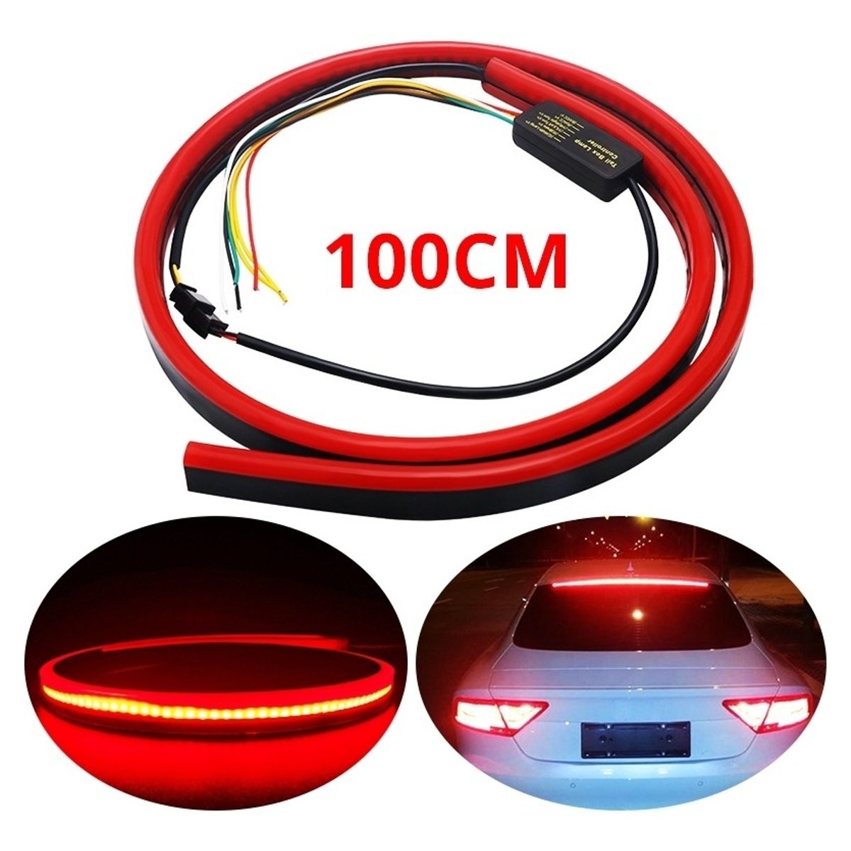 GENERICO - Tercera Luz Led Tira Freno Flexible 1 Metro Universal Auto
