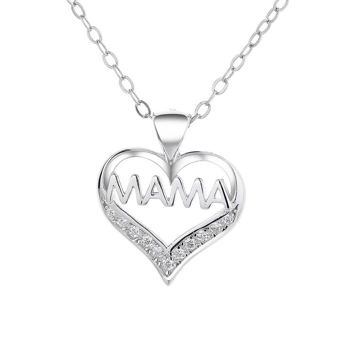 GENERICO - Collar Cadena Colgante Plata 925 Corazón Mamá Circones Joya Mujer