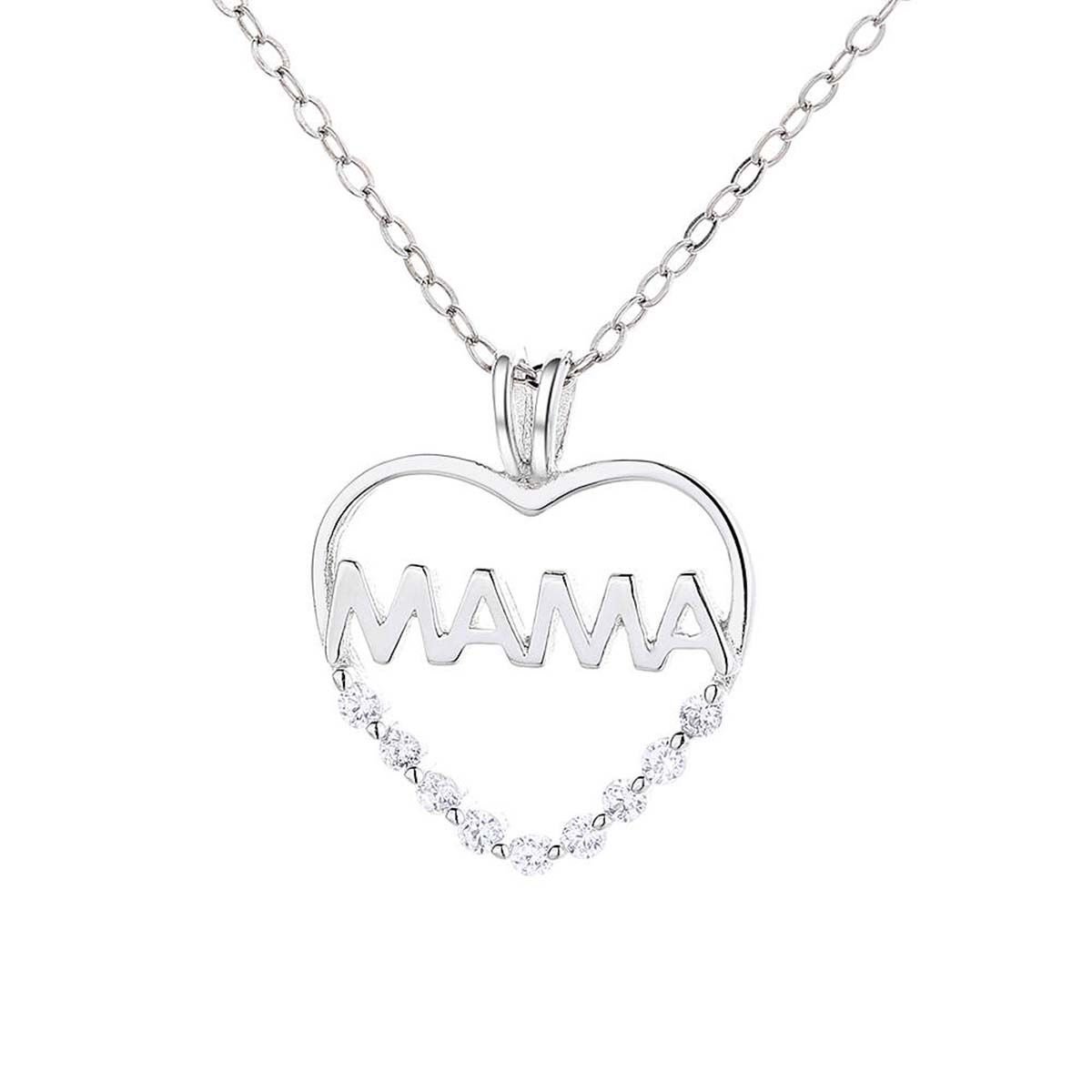 GENERICO - Collar Cadena Colgante Plata 925 Corazón Mamá Circones Joya Mujer