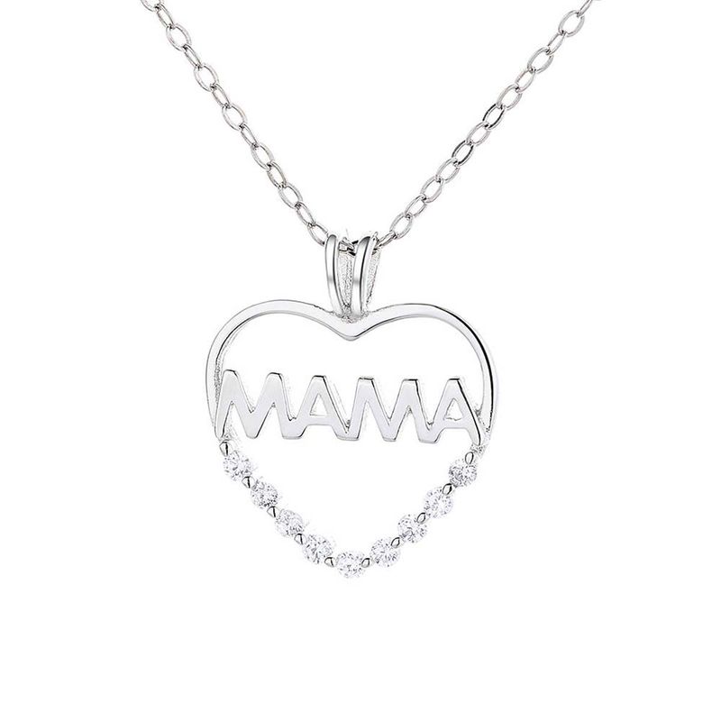GENERICO - Collar Cadena Colgante Plata 925 Corazón Mamá Circones Joya Mujer