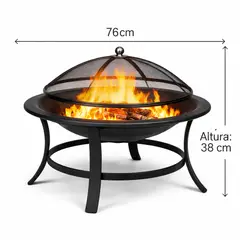 SPACE HOME - Fogón Vikingo de Leña Metálico Negro 76 cm para Exterior
