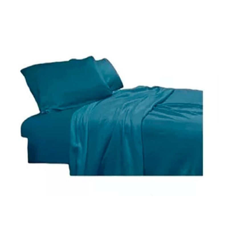 GENERICO - Set Juego Sabanas Polar Unicolor 2.5 Plazas Azul Acero