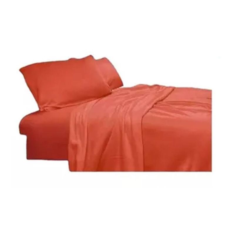 GENERICO - Set Juego Sabanas Polar Unicolor 2.5 Plazas Burdeo.
