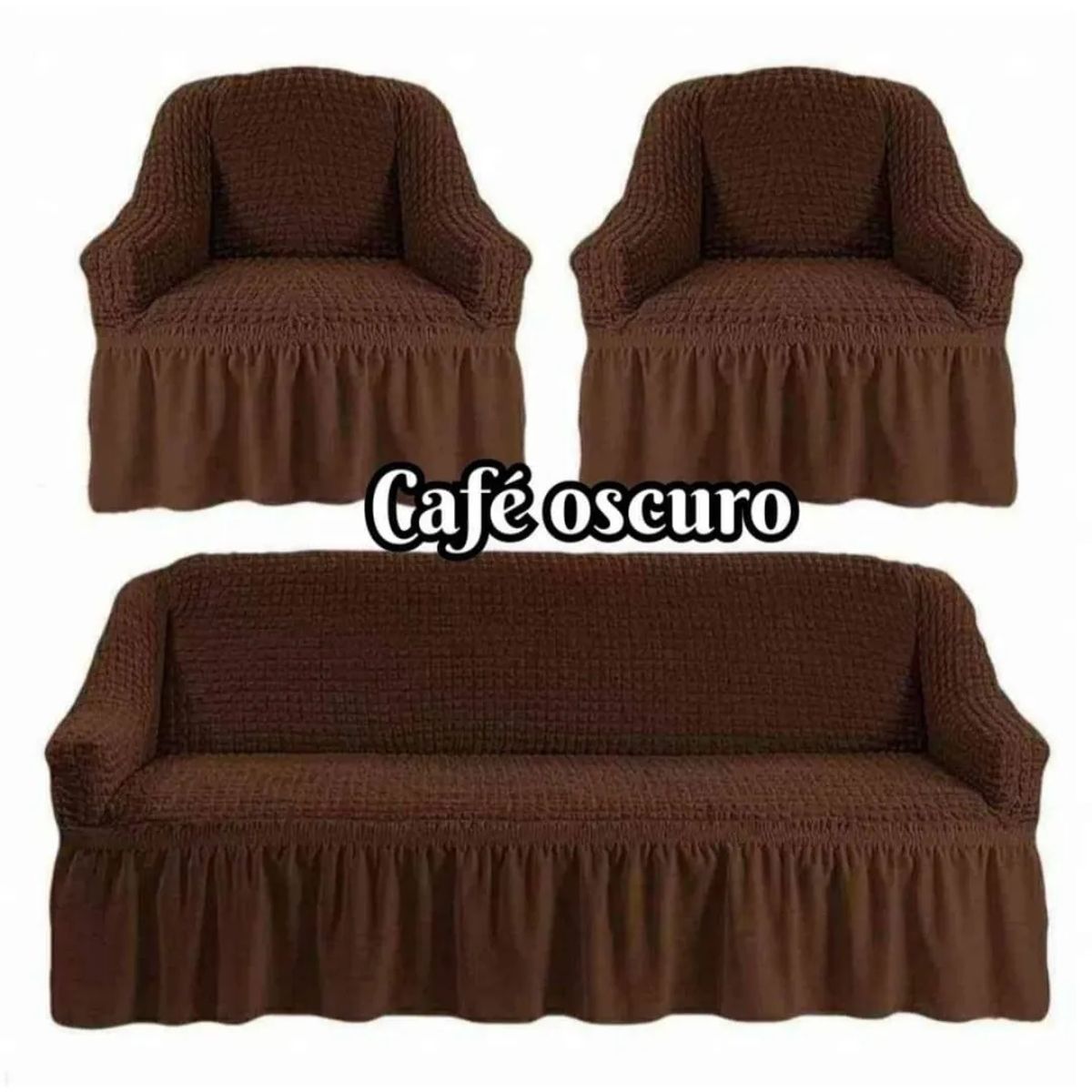 GENERICO - Funda Cubre Sofá Sillón Algodón Turco CAFE OSCURO 3-1-1 Cuerpos
