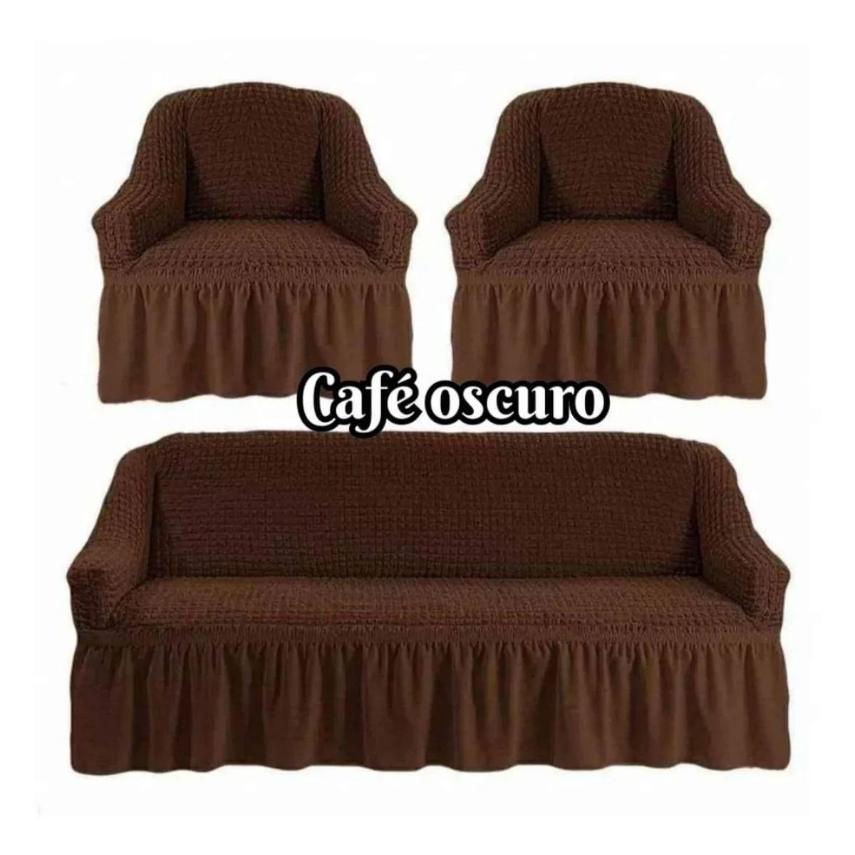 GENERICO - Funda Cubre Sofá Sillón Algodón Turco CAFE OSCURO 3-1-1 Cuerpos