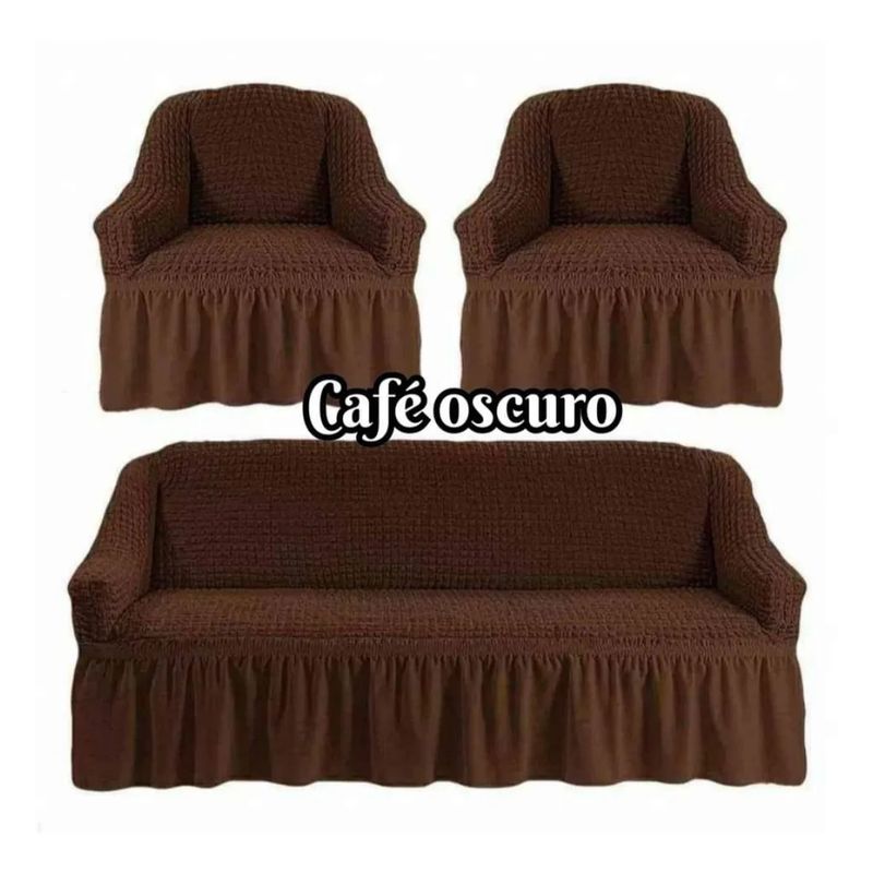 GENERICO - Funda Cubre Sofá Sillón Algodón Turco CAFE OSCURO 3-1-1 Cuerpos