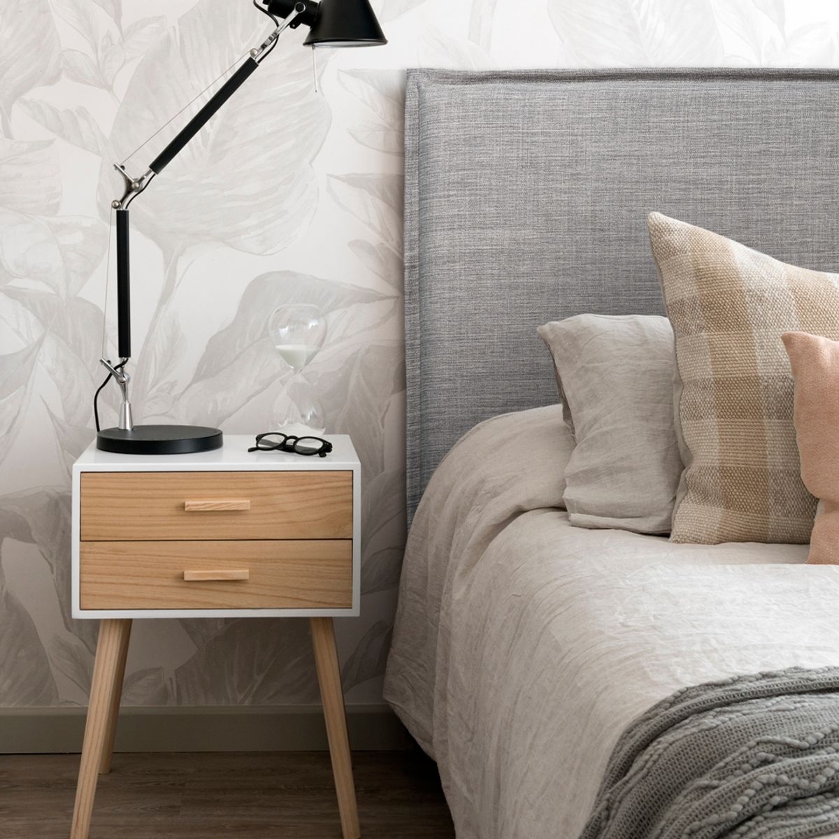 KABECEROS - RESPALDO LAVABLE CON FUNDA PESTAÑA - PLAZA Y MEDIA - LINO TUCUMÁN GRIS