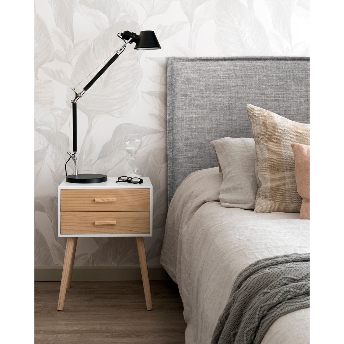 KABECEROS - RESPALDO LAVABLE CON FUNDA PESTAÑA - KING - LINO TUCUMÁN GRIS